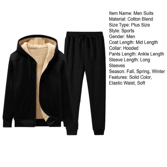 Survêtement Homme 2 Pièces Polaire - Hoodie + Pantalon Jogging Hiver - Tenue Sport Décontractée Chaude