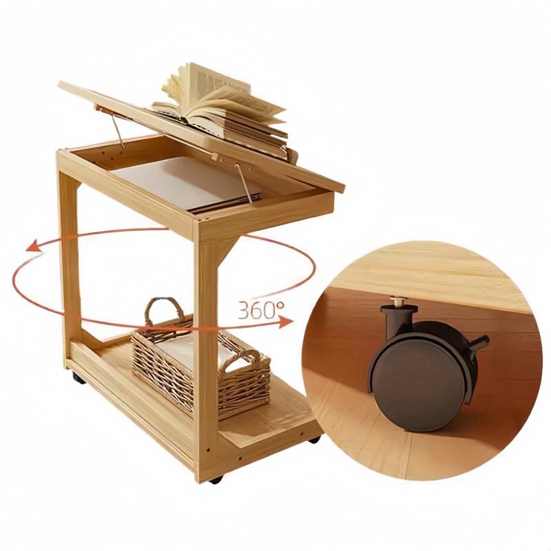 Height adjustable Solid Wood Side Table Sofa Bedside Laptop Desk For Living Room Bedroom Study Writing Book Shelf Organizer