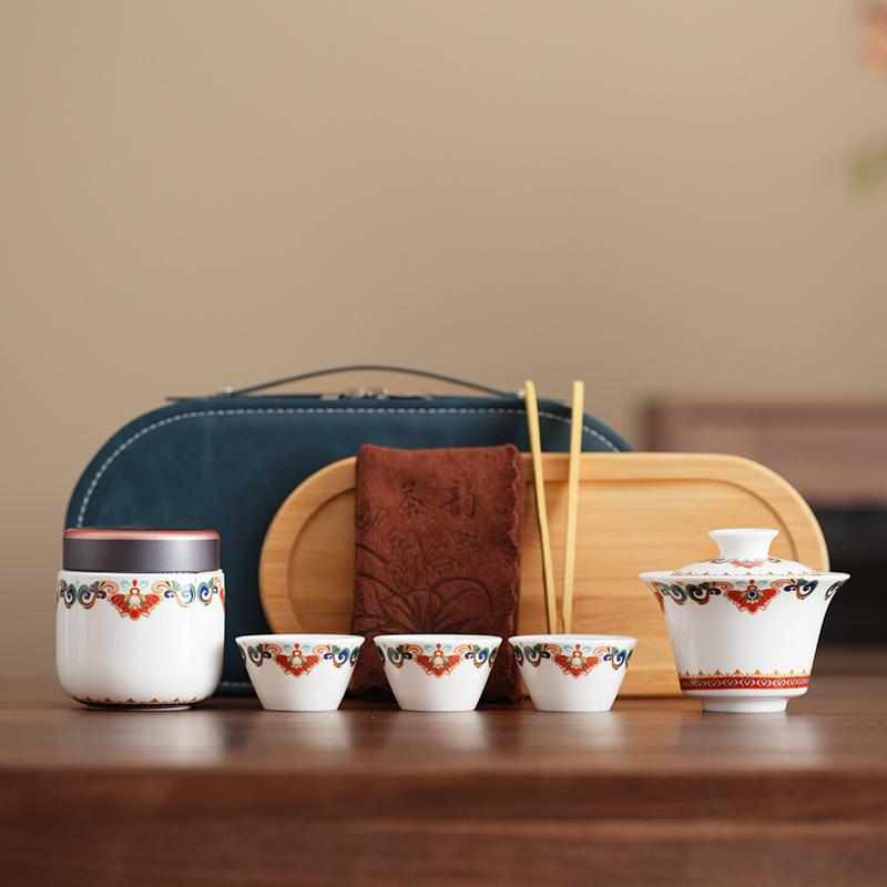 Portable outdoor travel tea set Travel car Kung Fu tea set Kuaike cup High value retro tea maker