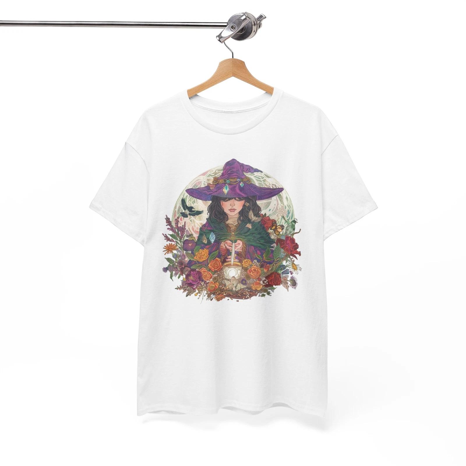 Floral Mystical Witch T-Shirt | Perfect for Magic & Spell Lovers L