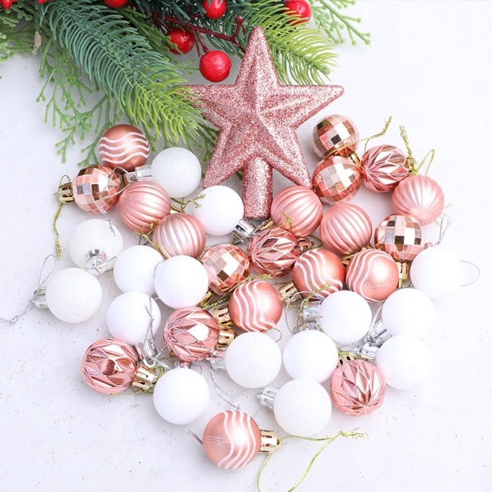 36pcs Glitter Christmas Baubles Plastic Christmas Tree Topper Xmas Tree Hanging Ball  Holiday Party