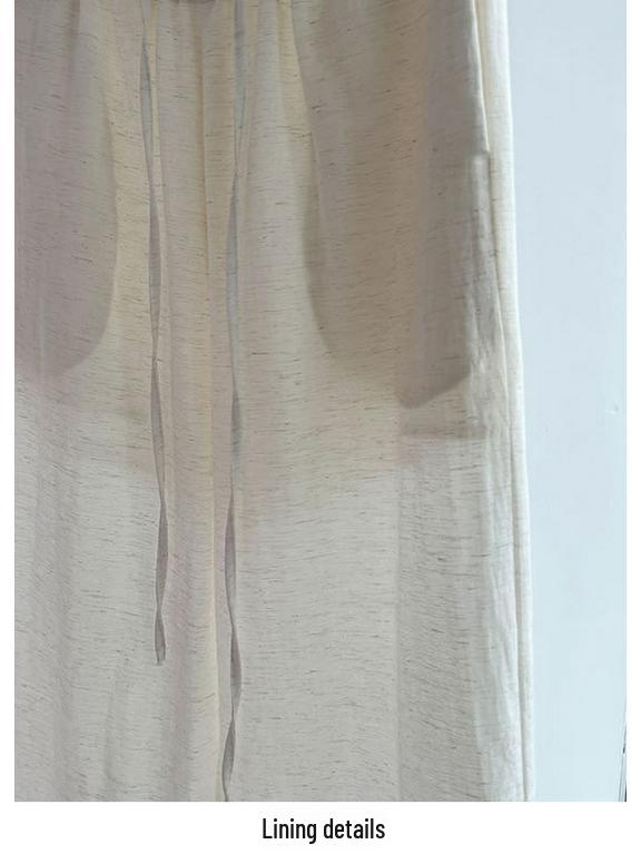 LUXI Women's Tencel Linen Elastic Waist Wide-Leg Summer Pants