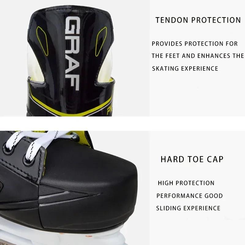 Graf Protect Bare Feet Ice Hockey Skating Shoes PP Synthetic Leather Add Velvet Breathable Ice  Skates Shoes for Adults Children
