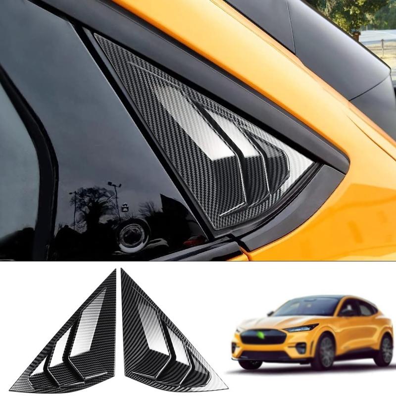 2Pcs Car Rear Side Window Scoop Louvers Cover Window Visor Cover ABS Fit for Ford Electric Horse Mustang Mach-E 2021-2022