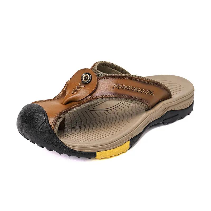 Men Sewing Flip-flops Daliy Summer Retro Casual Slippers Non-slip Wear-resistant upper Sandals Comfortable Shoes Chaussons Homme