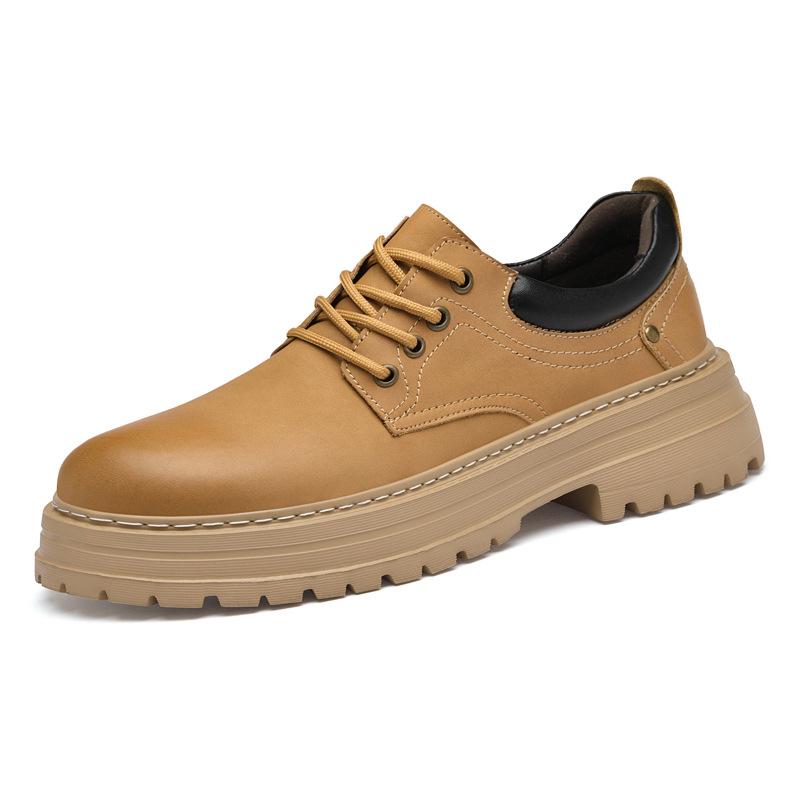 

Ретро мужские рабочие ботинки осень низкие износостойкие на толстой подошве универсальные повседневные кожаные туфли четырехсезонные 45 хаки