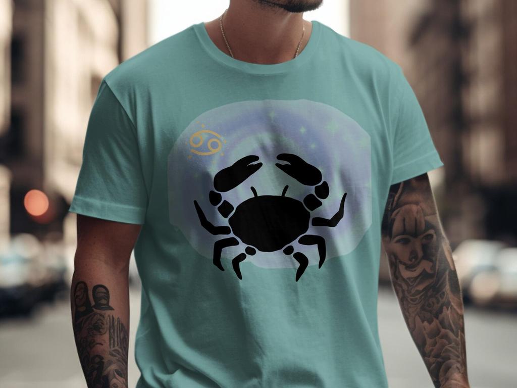 Cancer Zodiac Celestial Crab T-Shirt: Faux Gold Astrology Horoscope Tee