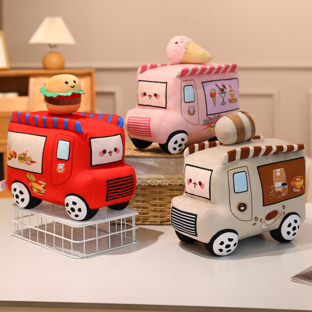 Cute Fun Dining Car Doll Simulation Hamburger Pizza Ice Cream Car Plush Toy Doll Children's Pillow