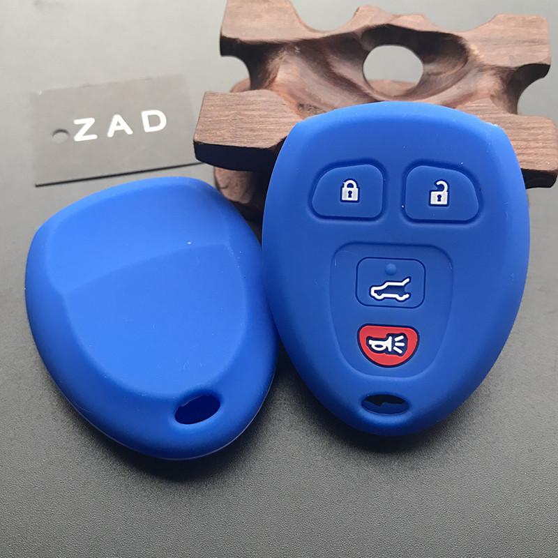 ZAD Silicone rubber car key cover case shell For GMC Yukon for Buick Enclave Saturn Chevy Tahoe Traverse Suburban 4 buttons key