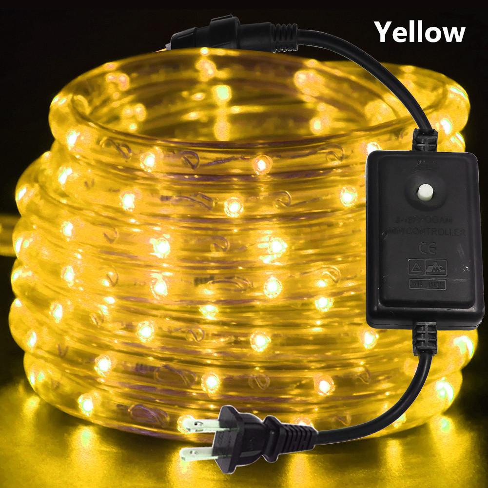 

360 Neon LED Rope Light 220V 110V LED Strip String Fairy Lights 8 Modes Waterproof Rainbow Neon Strip for Home Garden Decoration EU 220-240V&1m жовтий