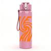 1PC Surf Band Swirl Wave Pattern 750ml Color Plastic Sports Water Bottle Leakproof Flip Straw Lid Suitable for Sports Office Home Use