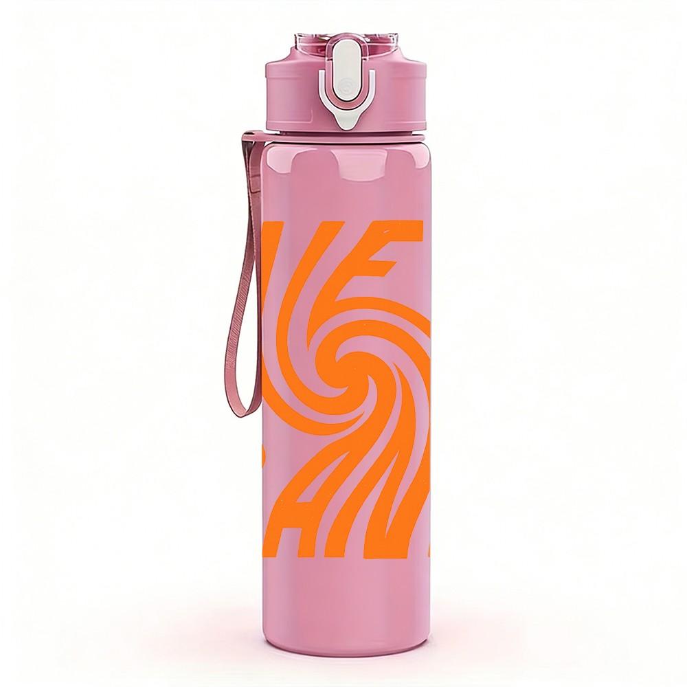 1PC Surf Band Swirl Wave Pattern 750ml Color Plastic Sports Water Bottle Leakproof Flip Straw Lid Suitable for Sports Office Home Use