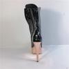 High Heel 15cm Frühlings- und Wintermodestiefel Kurze Stiefel Schwarze Lacklederstiefel Wasserdichter Tisch Personalisierte Stilettostiefel
