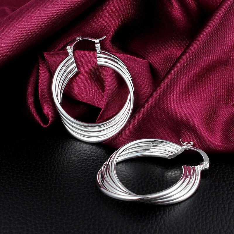 925 Sterling Silver Earrings Multi -Layer Design Earrings Women Fashion Jewelry Gifts