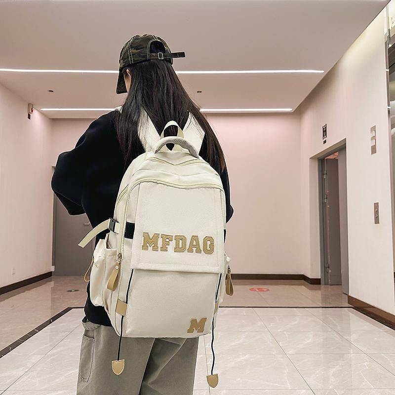 Junior High School Student Schoolbag Girl's Large Capacity Backpack Men's Letter Backpack