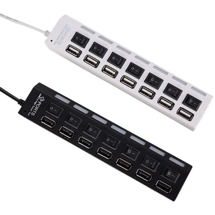 Hubs USB Hub USB JDL-A7 HUB USB Hub 7 Ports USB 2.0 Independent Switch Indicator High Speed Ultra Slim Splitter 21289