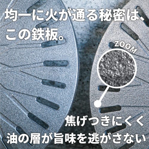 Enjoy restaurant-quality grilling at home with the RODGERS RGHM-MARUBAN cast iron grill plate [Maru ban round plate] made in Japan by Iwatani. Compati