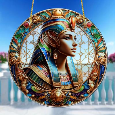 Houten Decoratief Bord&Plaquette, Egyptische Godin Bastet Zonvanger, Symbolisch Religieus Thema, Muurhanger, Huisdecoratie