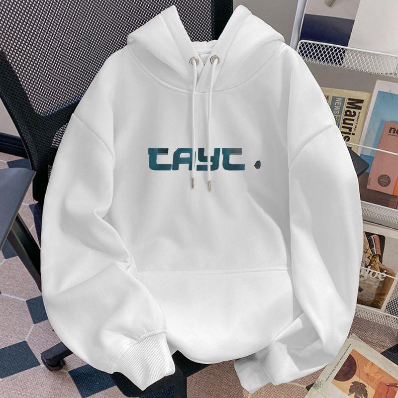 Men's hooded sweatshirt autumn and winter versatile loose clown print plus velvet thickened top street fashion sweatshirt