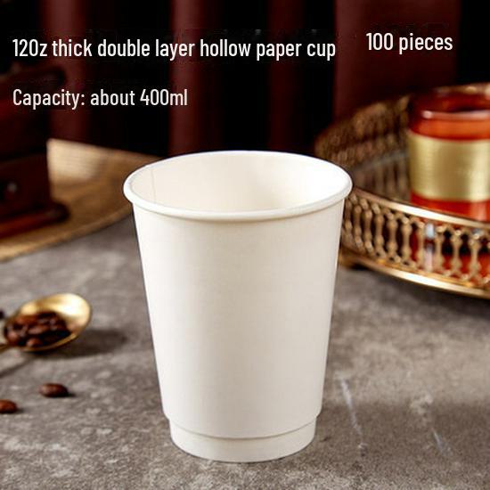 360ml Double-Layer White/Kraft Paper Cup for Hot Coffee & Milk Tea - Disposable 12oz Eco-Friendly Takeaway Cup
