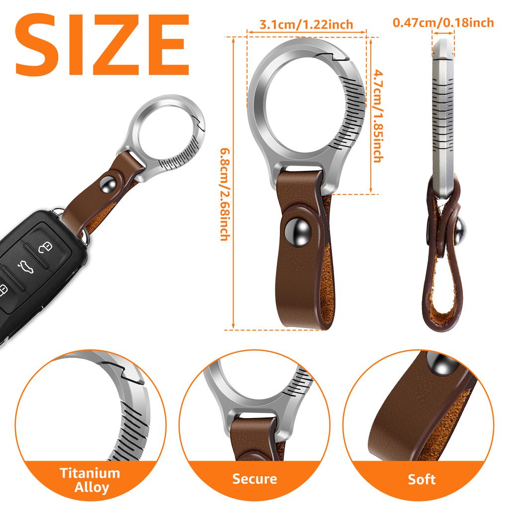 Leder Schlüsselanhänger Rindsleder Auto Schlüsselanhänger Titan Metall Schlüsselring Luxus Herren Mode Schlüsselanhänger Personalisierbar Kreative Schlüsselanhänger Clip