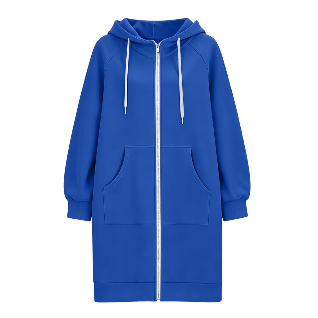 Damen Casual Kapuzenjacke mit Reißverschluss und Taschen