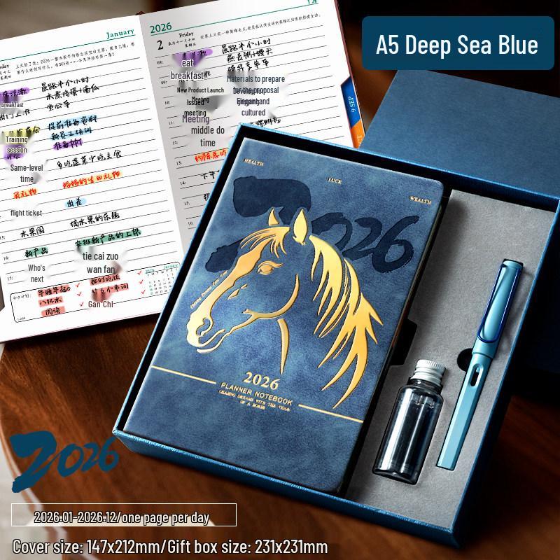2026 Year of the Horse A5 Business Diary - Customizable Logo Notepad with Buckle