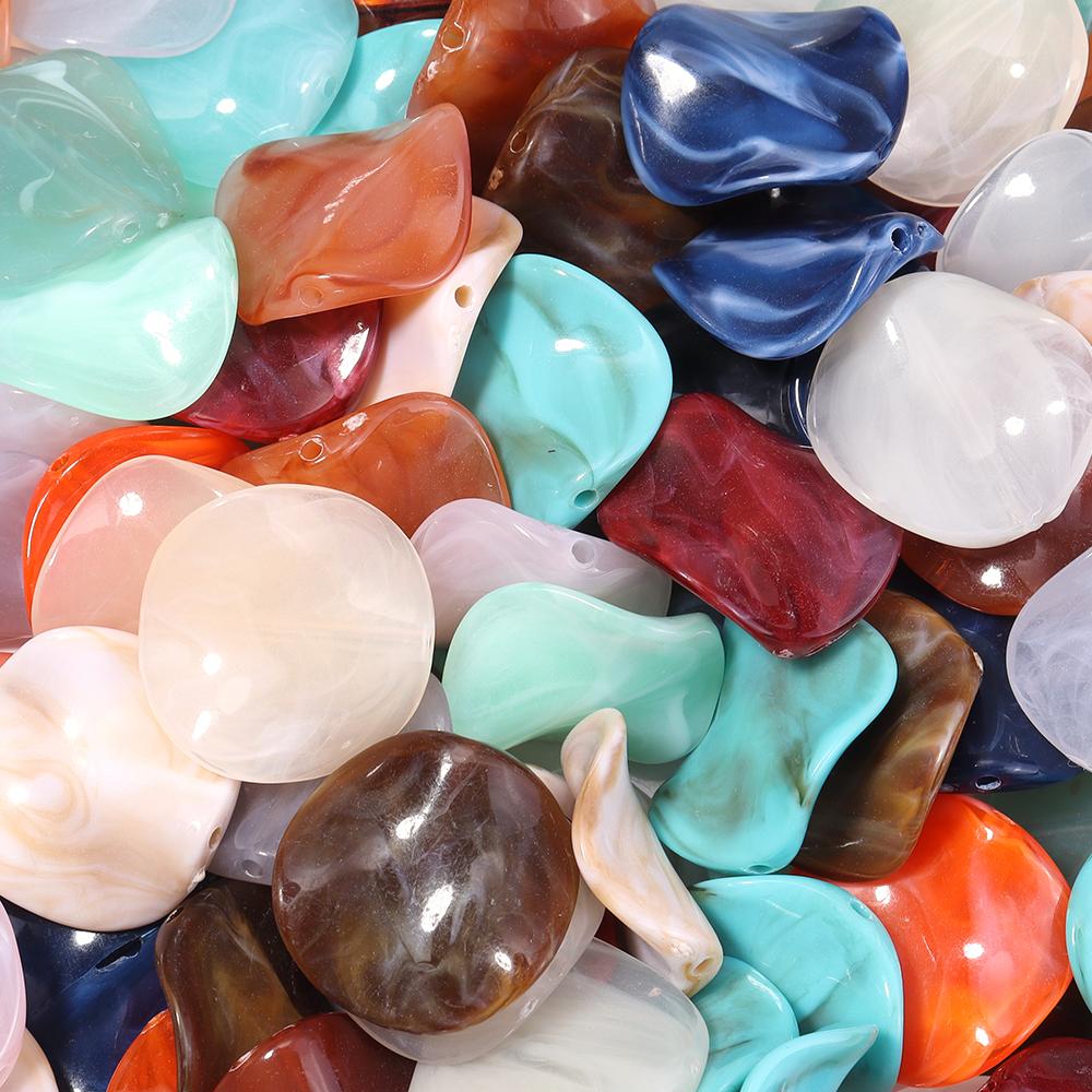 20pcs Irregular Double Colors Acrylic Beads for Jewelry Making Round Wave Meteorite Loose Spacer Beads DIY Bracelet Necklace