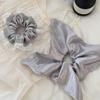 Women's Silver Grey Glossy Gopchang Scrunchie Hairband