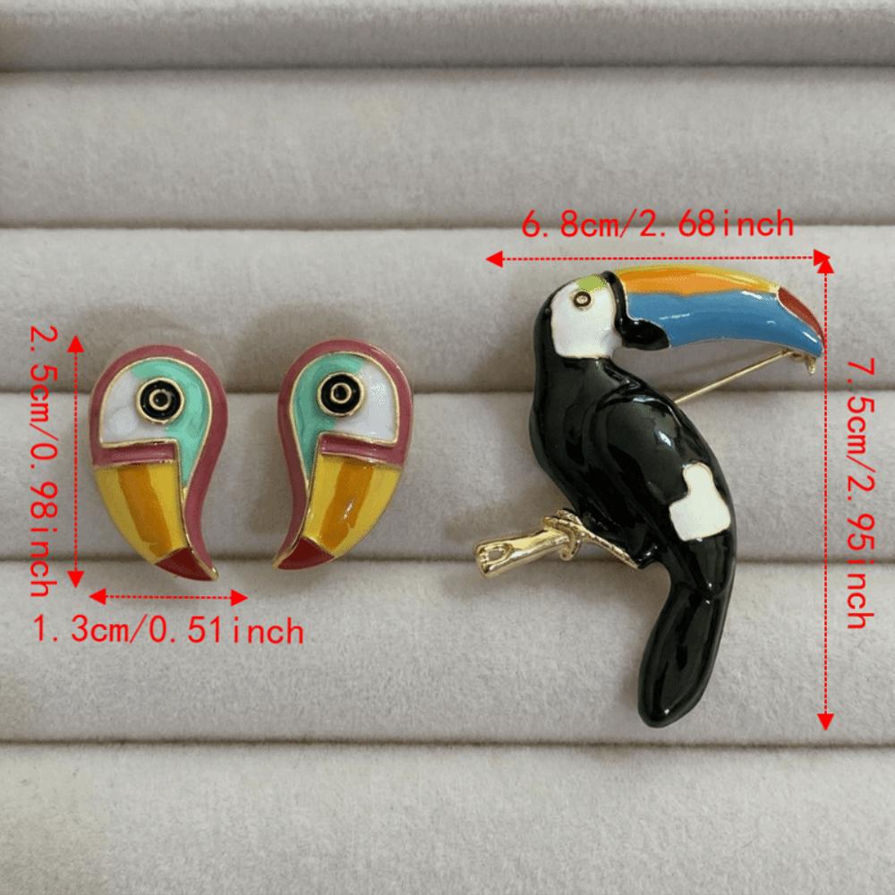 Oil-drip Design Parrot Earrings Adjustable Animal Lapel Pin Unisex Jewelry Scarf Accessories