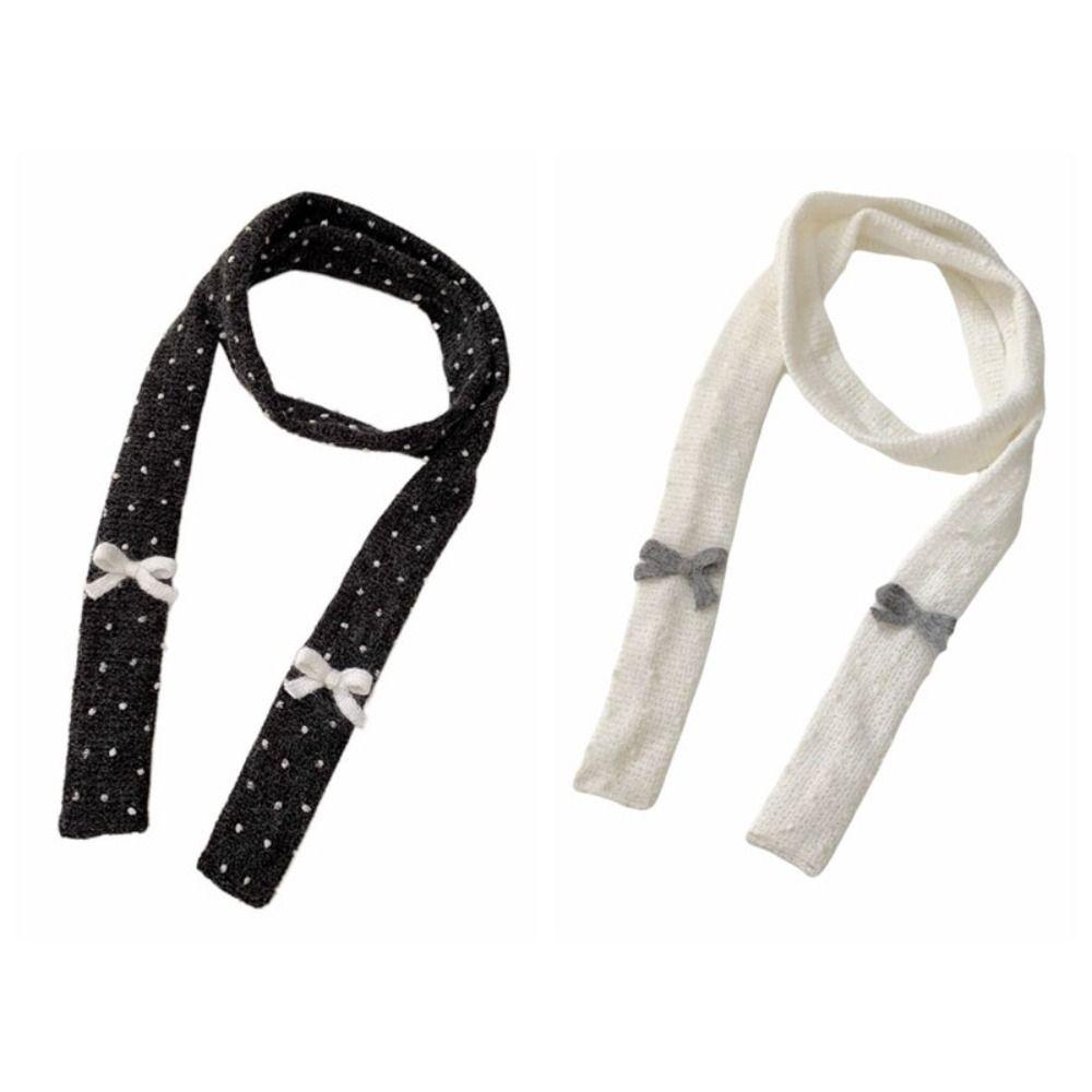 Harajuku Strickschal Punktmuster Lange Schmale Schals Einfache Schleife Wolle Schal Outdoor