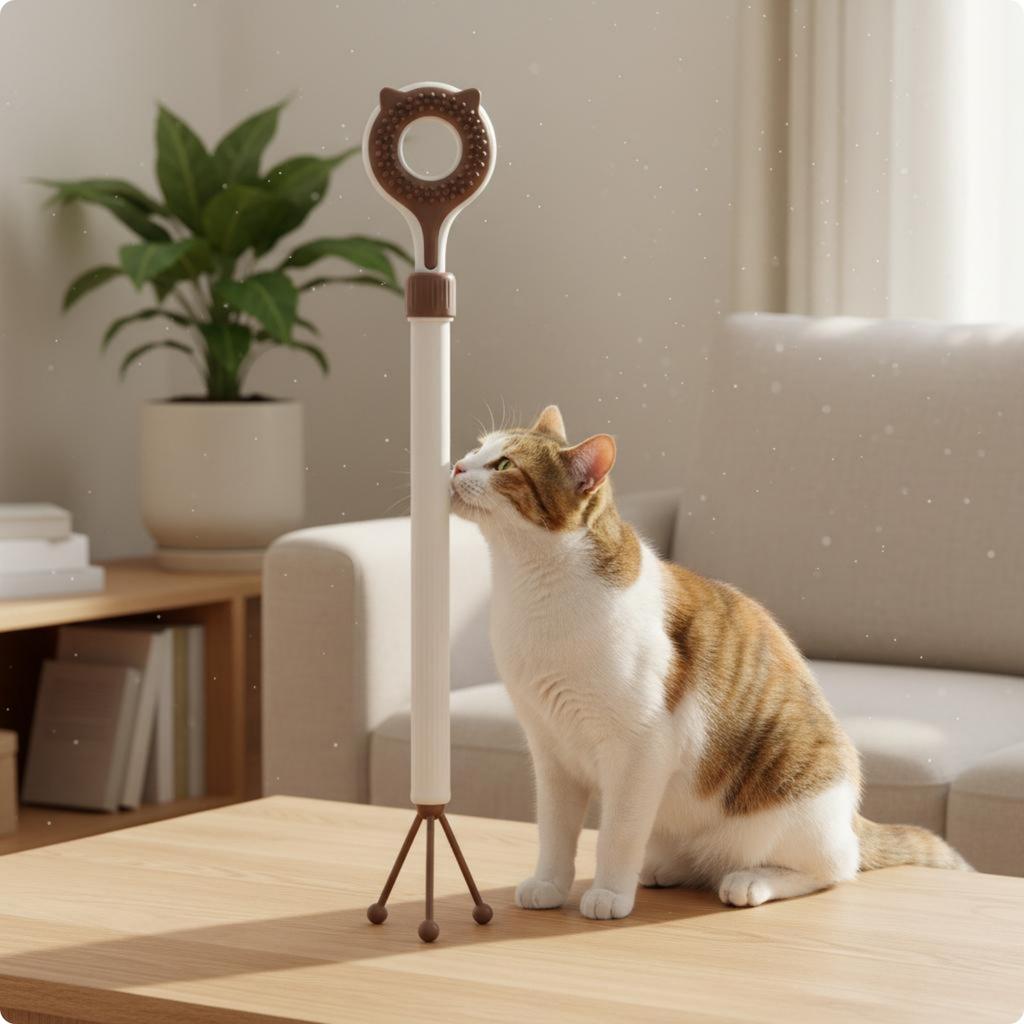 Telescopic Feline Brush Interactive Play Feline Brush Pet Accessory Soft Massage Easy to Hold for Home