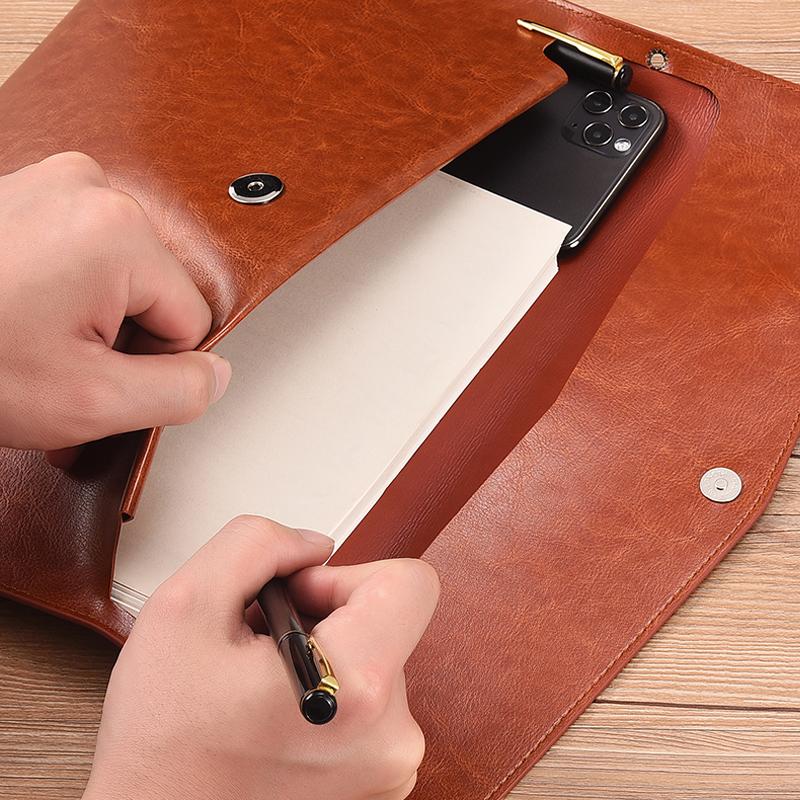 A6 A5 A4 Leather File Folder Data Package Document Bag Fashion Briefcase Data Contract Bill File Bag School Office Supplies