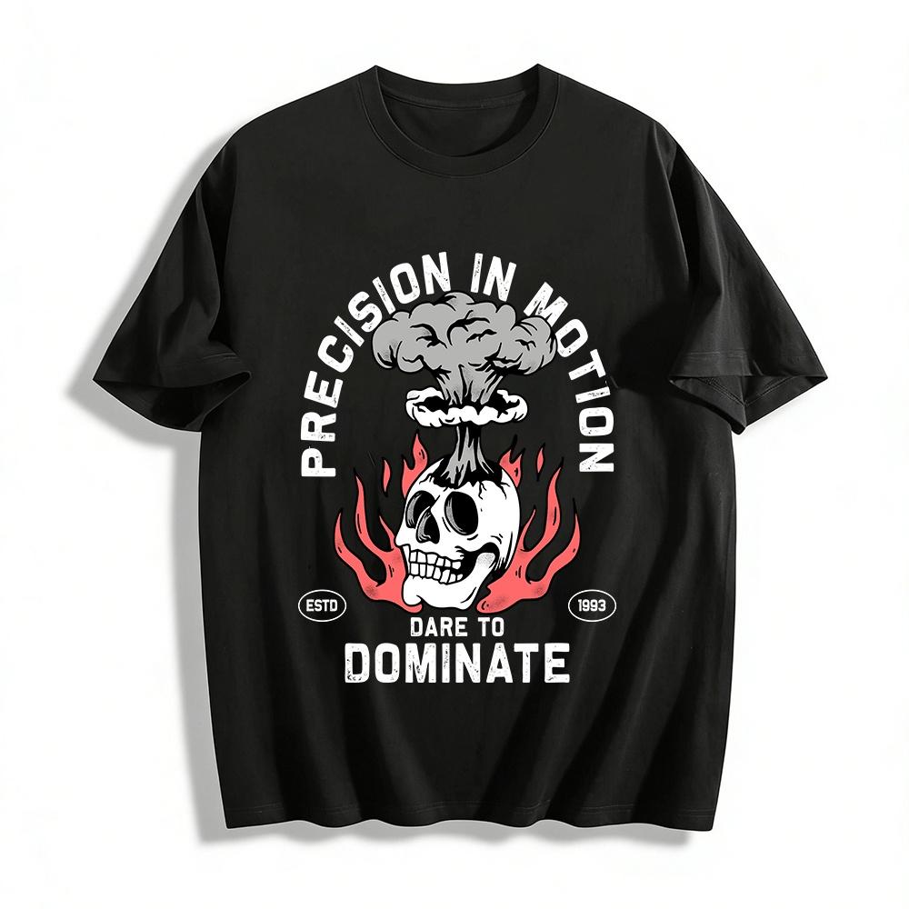 

Skull Nuclear Explosion Flame Print Cool Casual Short Sleeve T-Shirt Pure cotton T-shirt XXS