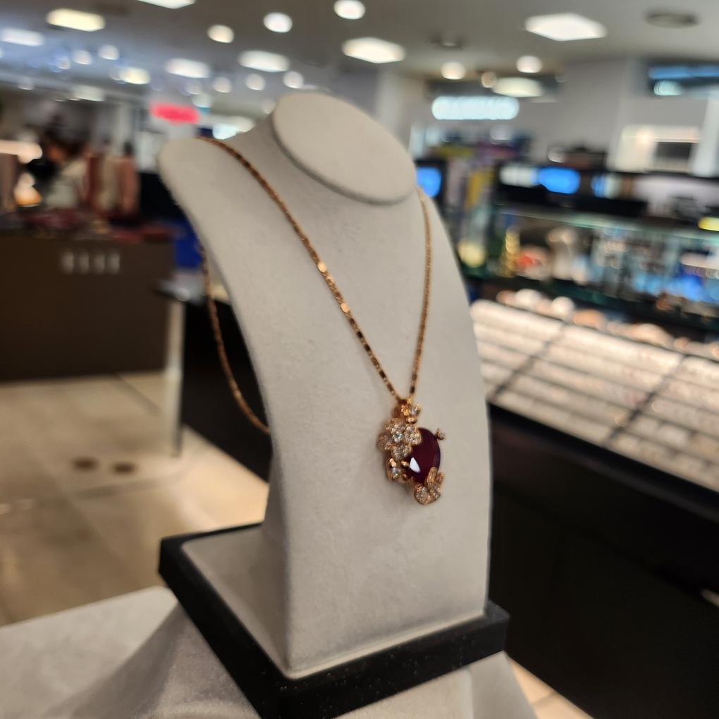 Atria Ruby Flower Gem Plated Necklace JTONEFR0041RBF