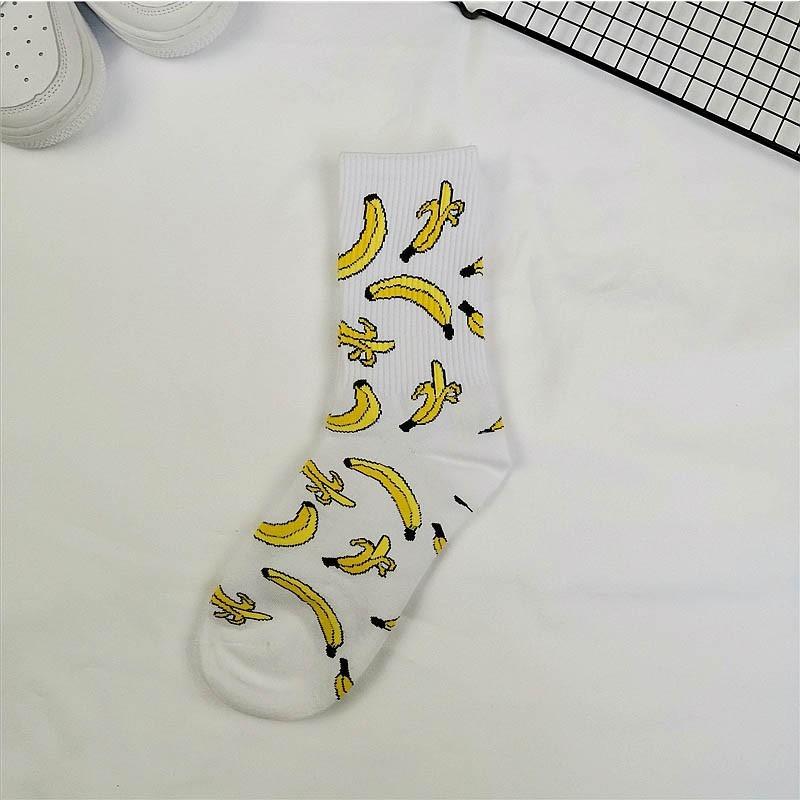 Men's street trend mid tube socks, women's moon cactus, banana sweat absorbing and odor resistant sock