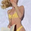 Lace-Up Triangle Bikini - 2024 Solid Color Two-Piece Swimsuit, European & American Style