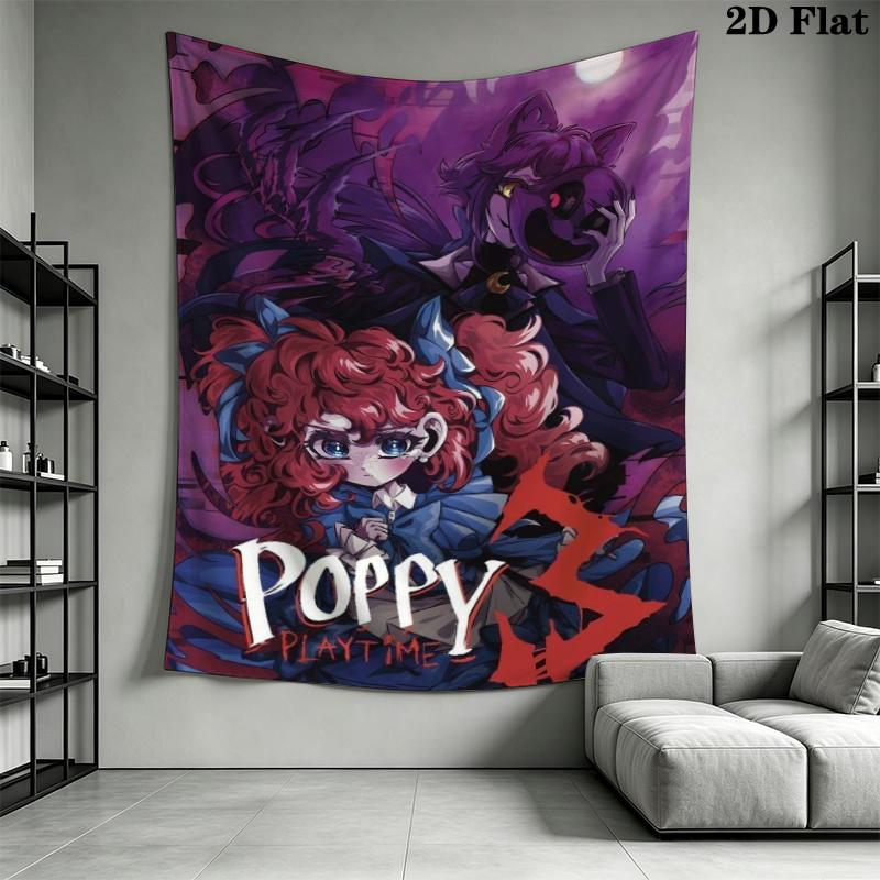 Poppy playtime Wandteppich Ästhetischer Wandbehang Bedruckter Stoffdecke Dekorative Wandteppiche für Schlafzimmer Wohnzimmer Heimdekoration