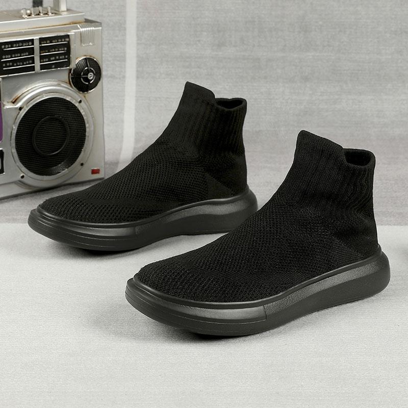 Shoes winter velvet new large size fly-woven couple high-top board shoes with cotton socks shoes