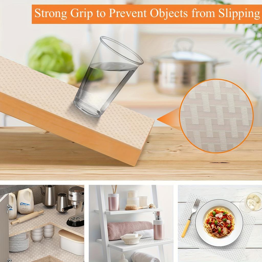 1 Roll EVA Shelf Liner, Non-Slip Oil-Proof Drawer Mat, Washable Cabinet Liner for Kitchen, Refrigerator & Desk