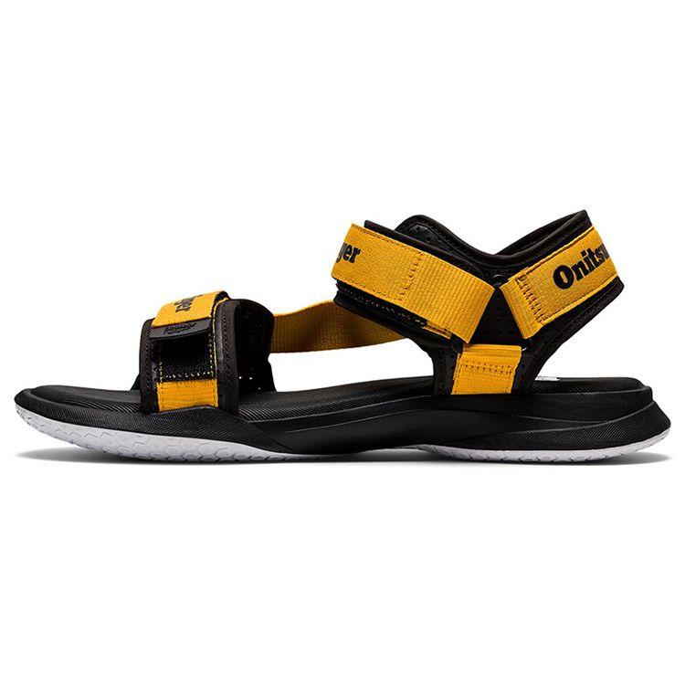 Onitsuka Tiger Ohbori Strap Casual Versatile Beach Sandals Unisex Sandals Black Yellow 1183B305-750
