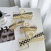 Korean Net Red Checkerboard Bow Alloy Claw Clip Back Head Shark Hair Clip Hair Ornament