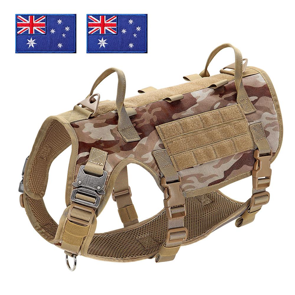 

Military Tactical Big Dog Harness Vest Durable Nylon Dog Training Harnesses with Flags Adjustable for Large Dogs German Shepherd S
