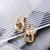 Minimalist Twisted Cuban Chain Hanging Drop Earrings for Women Punk Gold Color Detachable Round Circles Hoop Earring Ear Buckle