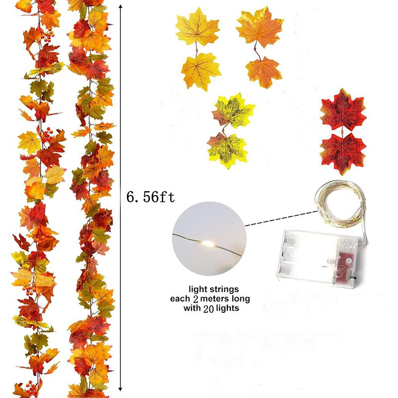 Artificial Maple Leaf Vines Silk Fall Foliage Garland for Home Wedding Party Decor Hanging Easy To Install DIY Craft Decorations