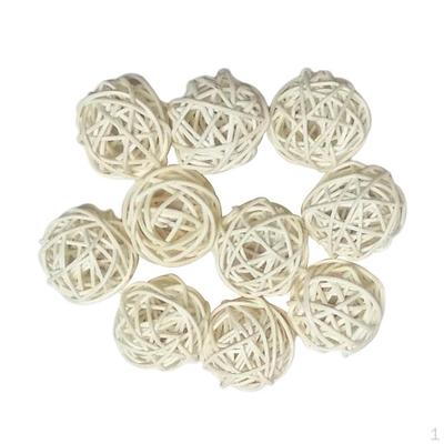 10 Adet 3 Cm Rattan Toplar Çeşitli Dekorasyon Masası - Beyaz