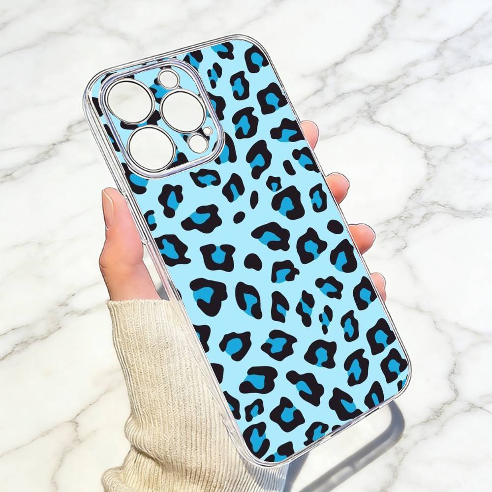 Leopard Print Phone Case Transparent Silicone Soft For iPhone 17 16 15 14 13 12 11 Mini Pro Max Plus