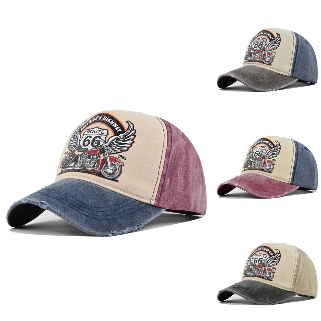 Berretto da Baseball Vintage Route66 Cappello con Stampa Retrò a Becco d'Anatra Cappello da Motociclista Camionista Cappello da Sole da Uomo