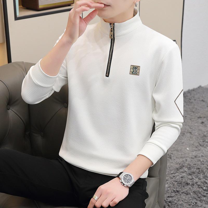 Men s Beige 2025 Spring Casual Round Neck Long Sleeve Sweatshirt XL