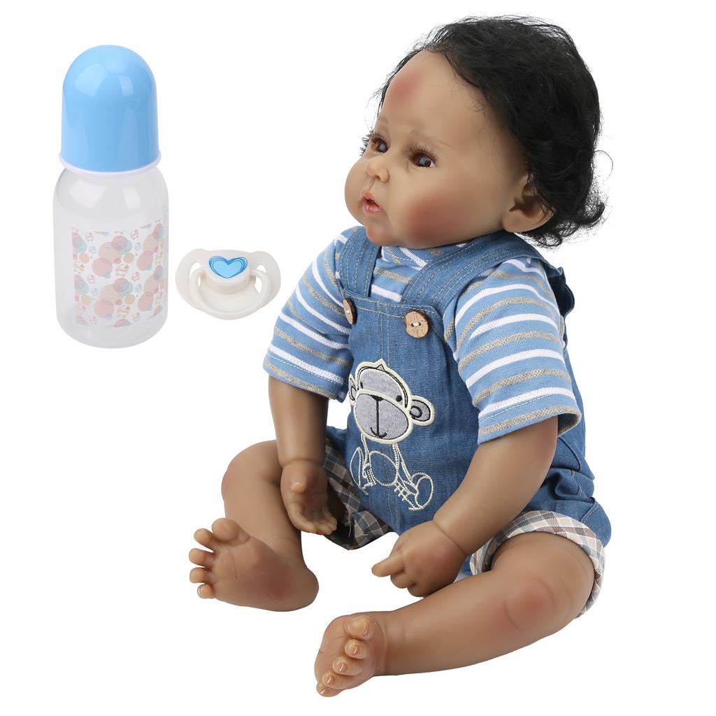50cm Reborn Baby Dunkle Haut Realistische Babys Jungenpuppe Weich Entzückend Kinderspielzeug Geschenke